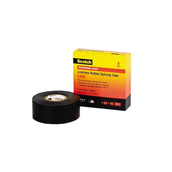 3M LINERLESS RUBBER SPLICING TAPE, 3/4 IN X 30 FT,  130C-3/4X30FT